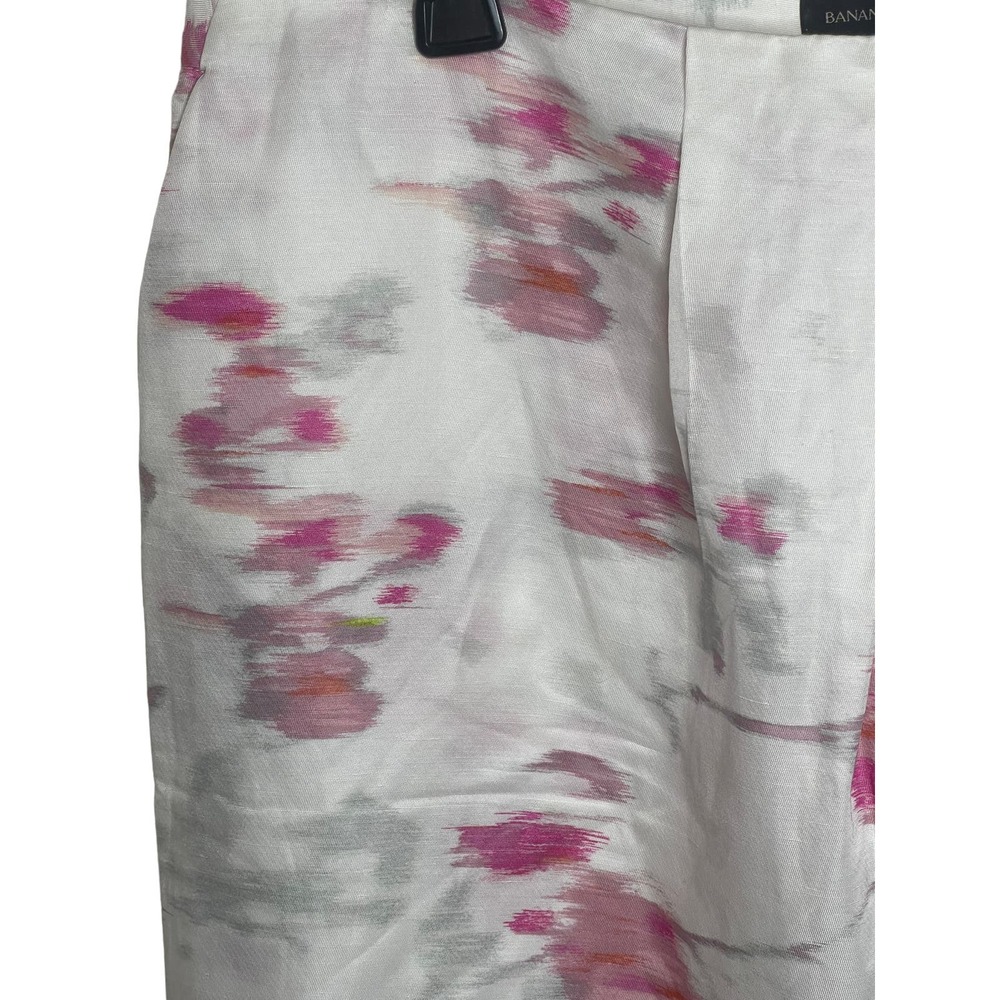 NWT Banana Republic White Pink Floral Abstract Wrap Style Skirt W/pockets-SZ 8 - Picture 2 of 6